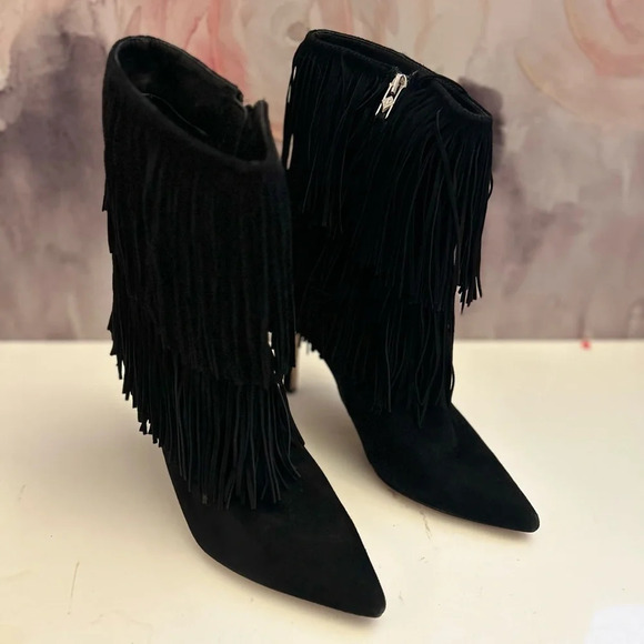 ! Sam Edelman Belinda Mid-Calf Fringe Bootblack size 8 - Picture 3 of 7